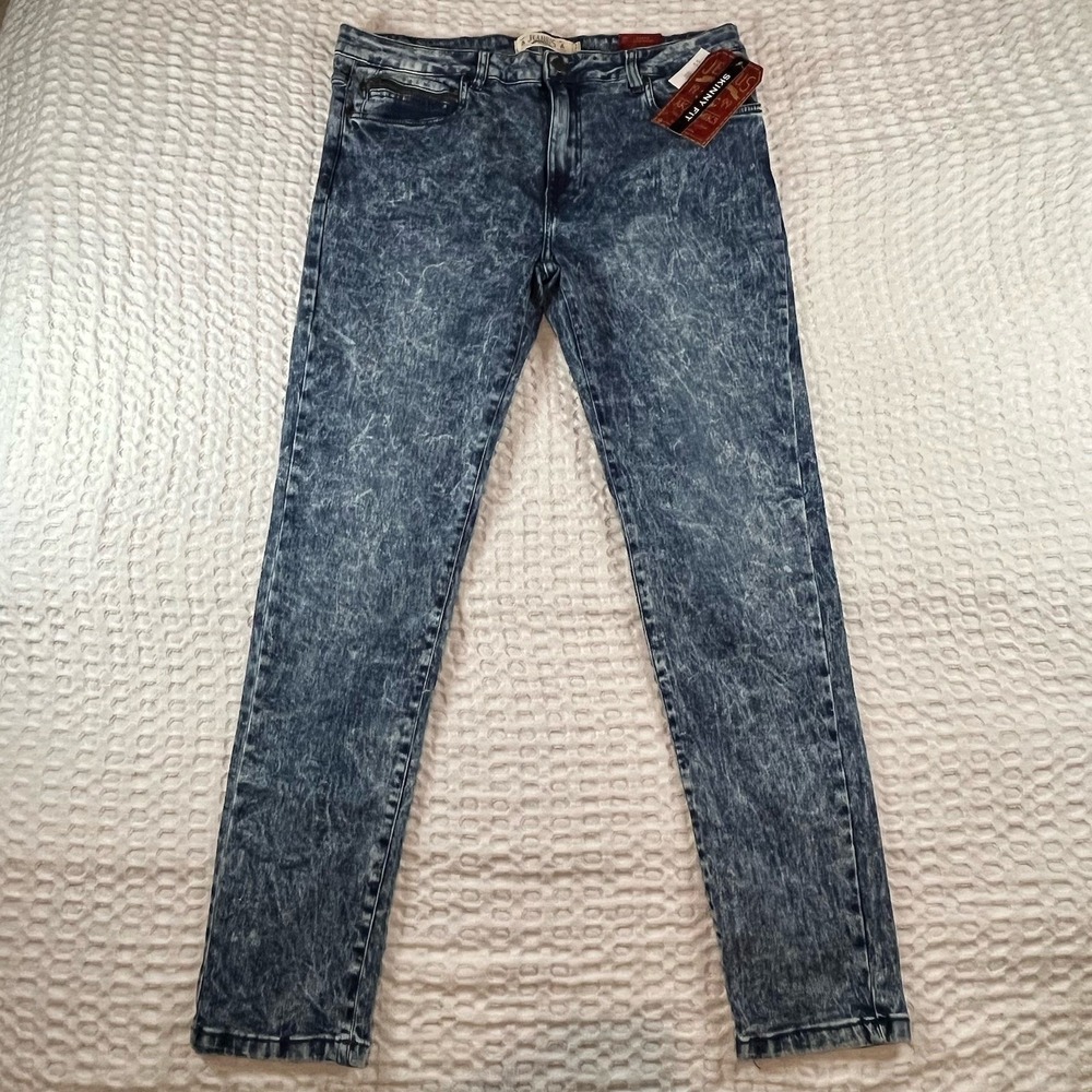 NWT Y2K Akademiks Jeanius‎ Jeans 36x32 Acid Wash Skinny Fit Deadstock – Vintage